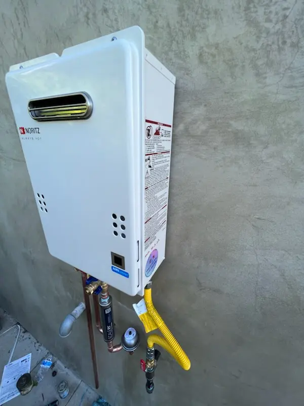 Tankless water heater installation for Swain homes